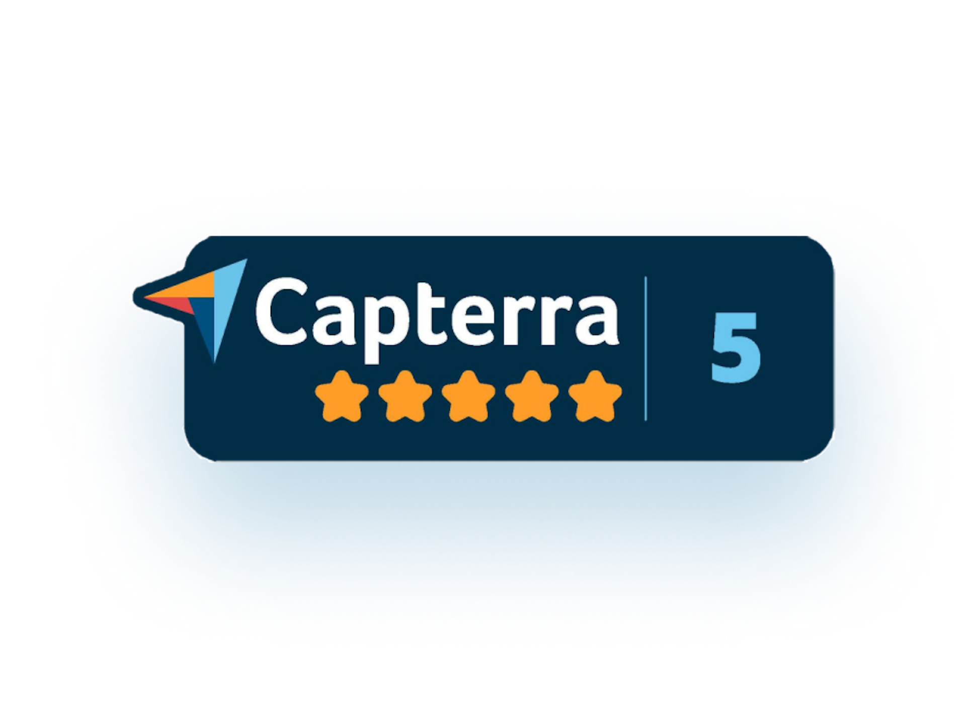 The Capterra badge with 5 star software rating