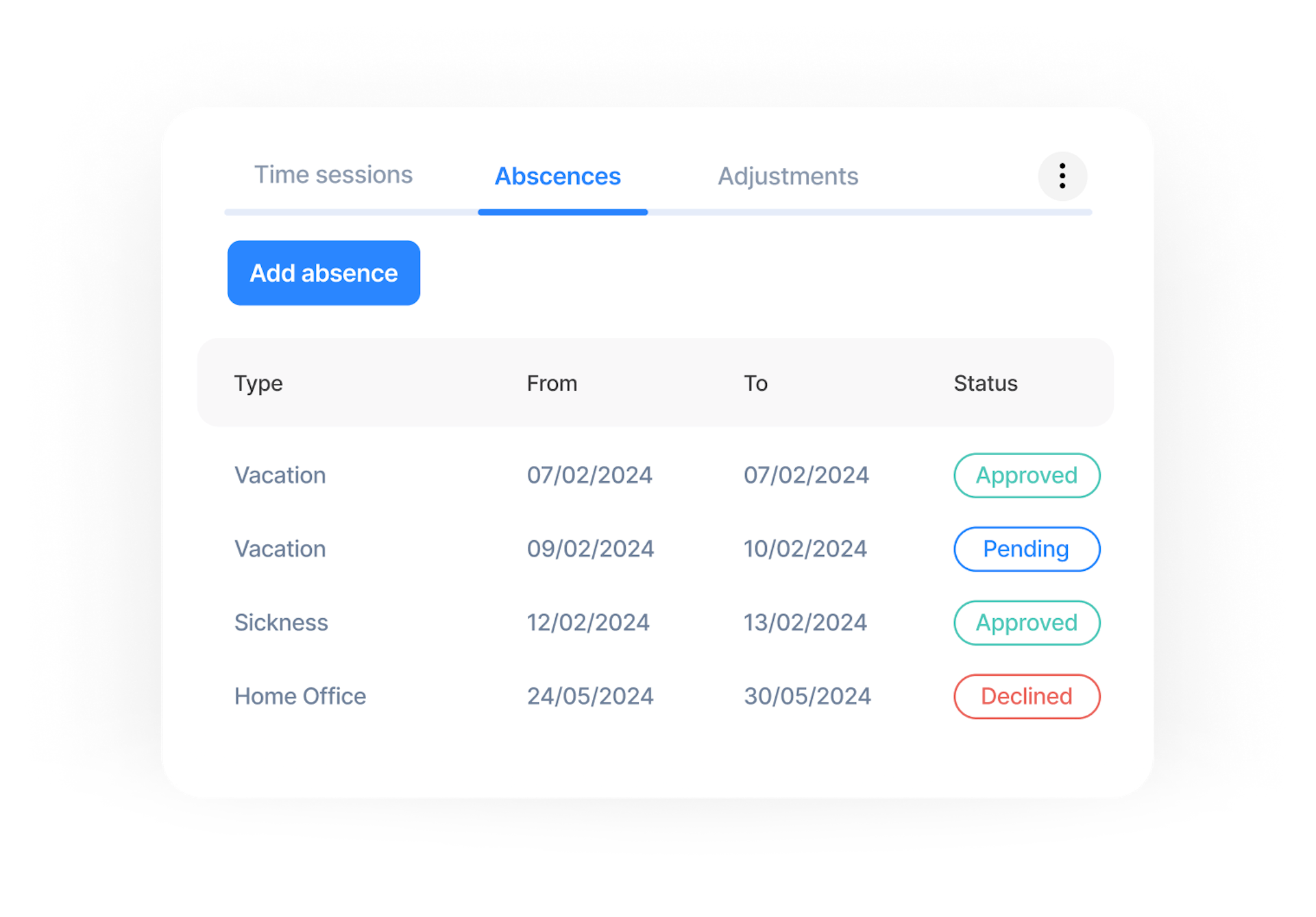 Easily request and manage absences